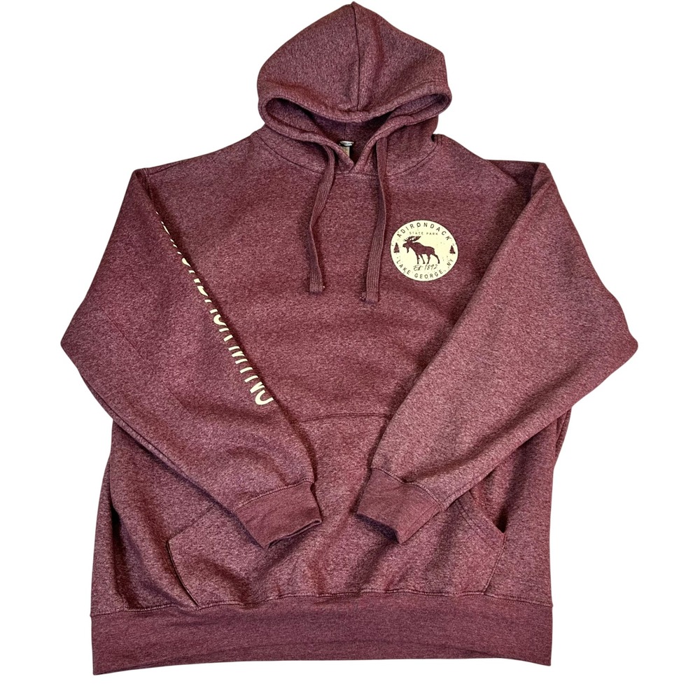 Adirondack State Park Lake George NY Hoodie Mens 2XL Maroon Pullover MillTex